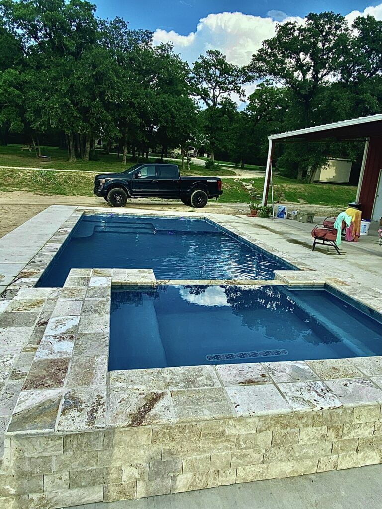 pool with truck in background